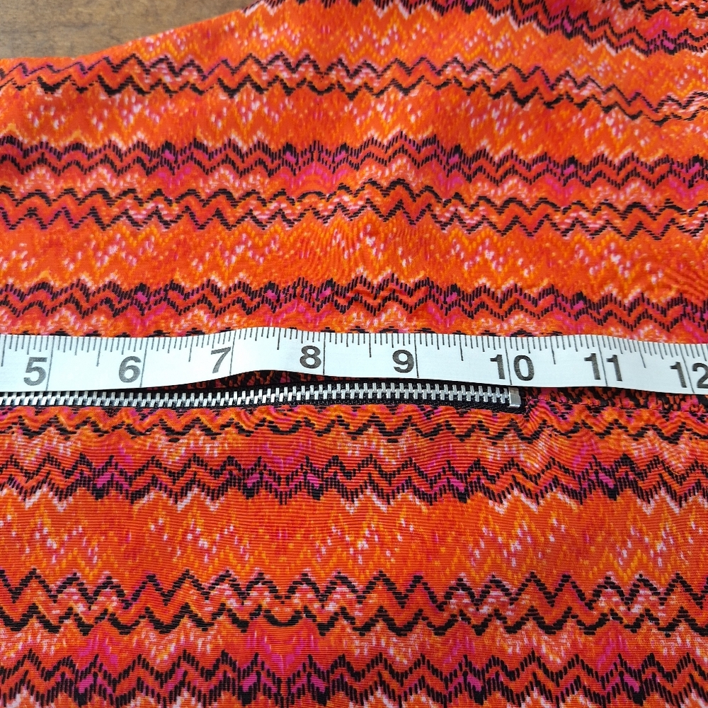 Vintage Sleeveless Back Zip Mini Dress Orange Pink Hippie Boho Tribal Small USA - Picture 13 of 15